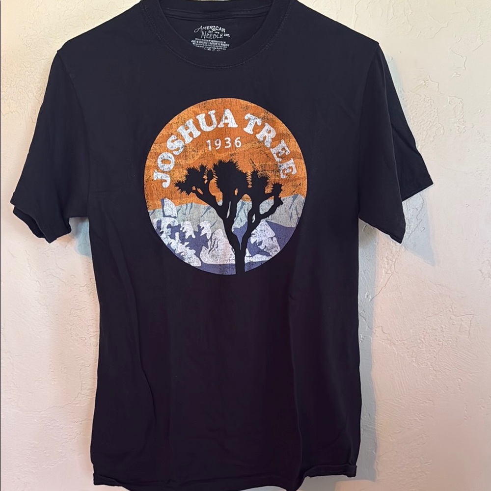 American Needle Joshua TreBlack and Orange Short Sleeve Tee with Vintage Graphic